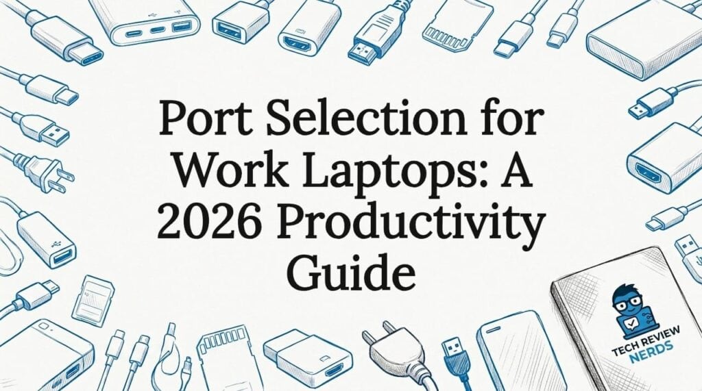 Decorative sketch illustrating laptop ports