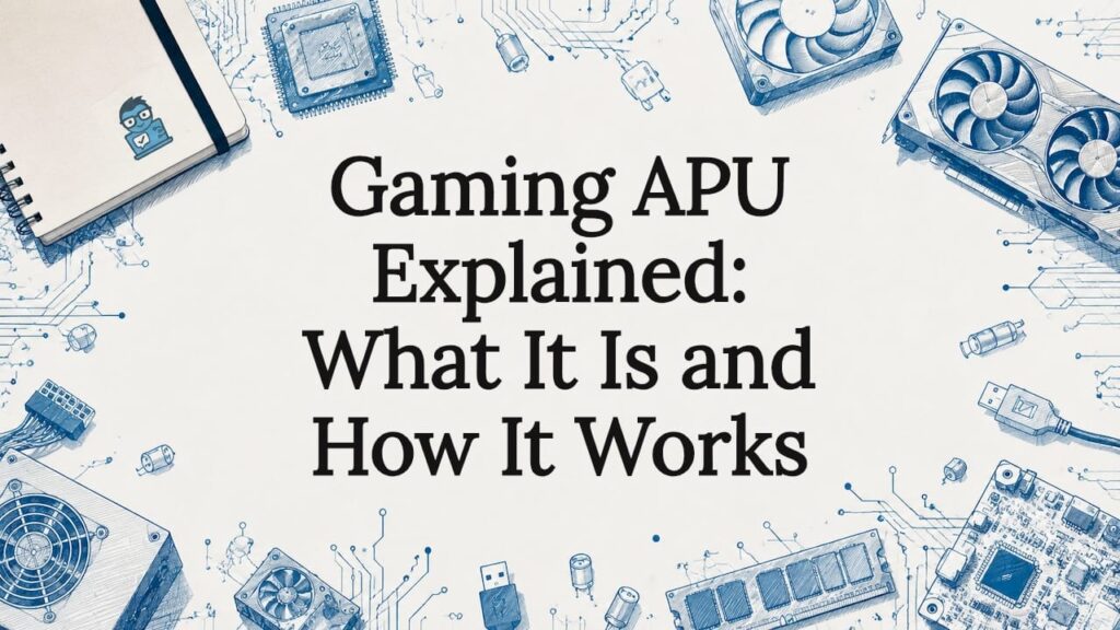 Decorative title card illustration for gaming APU article