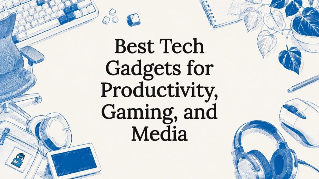 Decorative title card illustration for tech gadgets article