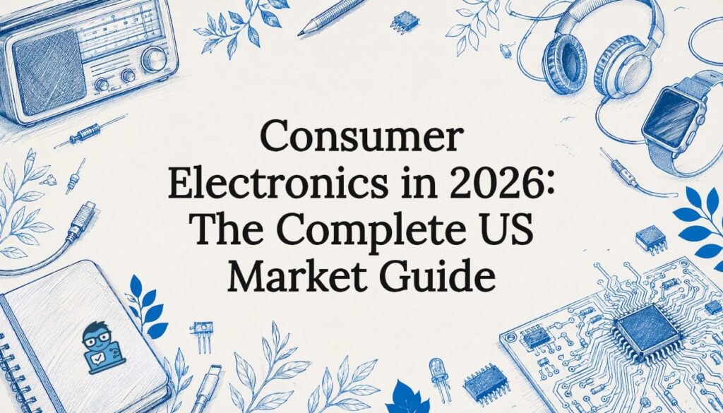Decorative title card illustration for consumer electronics