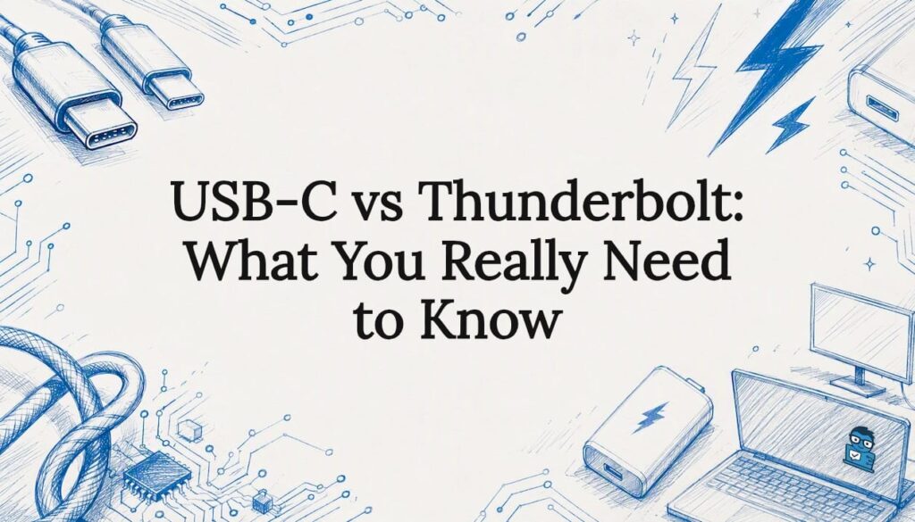 Decorative title card illustration for USB-C vs Thunderbolt article